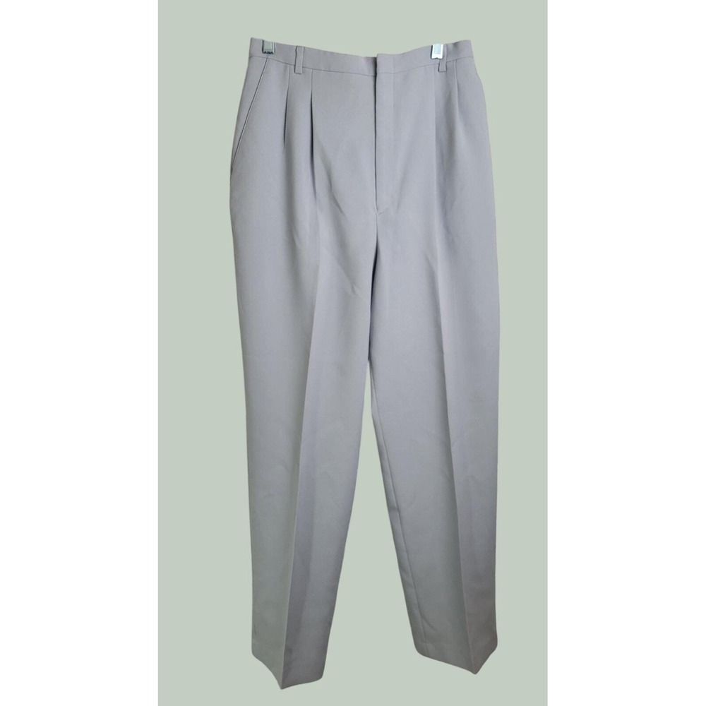 Vtg Trousers High Waist Pleated Tapered Professional Dress Pants Gray Size 14